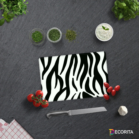 DECORITA Cam Kesme Tahtası- Zebra Desen ürün görseli 1