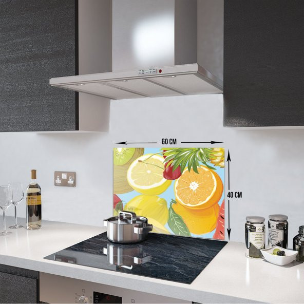 DECORITA Cam Ocak Arkası Koruyucu- Ekşi Meyveler ürün görseli 1
