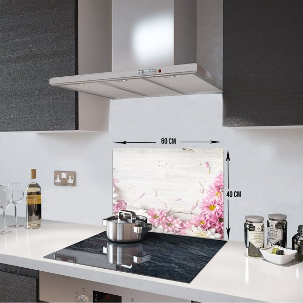 DECORITA Cam Ocak Arkası Koruyucu- Pembe Kasımpatı ürün görseli 1