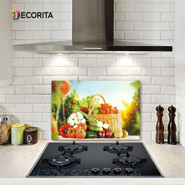 DECORITA Cam Ocak Arkası Koruyucu- Sebze Sepeti ürün görseli 1