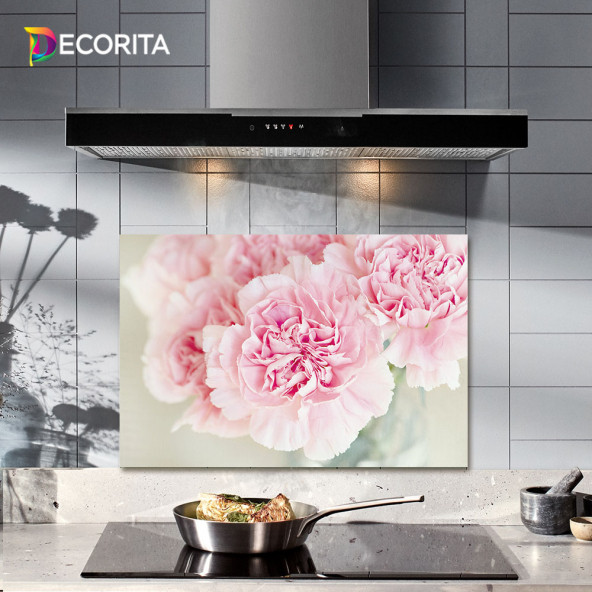 DECORITA Cam Ocak Arkası Koruyucu- Pembe Krizantem ürün görseli 1