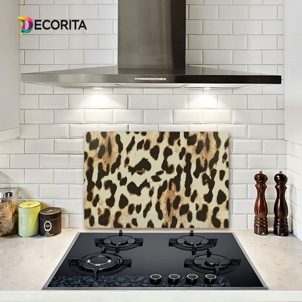 DECORITA Cam Ocak Arkası Koruyucu- Leopar Desen ürün görseli 1