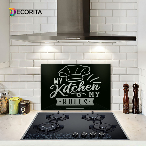 DECORITA Cam Ocak Arkası Koruyucu- My Kitchen My Rules ürün görseli 1