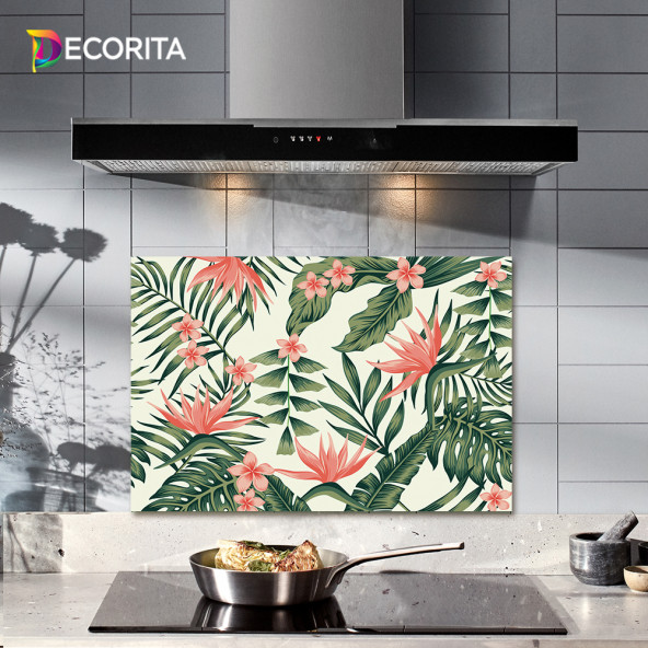 DECORITA Cam Ocak Arkası Koruyucu- Botanik Desen ürün görseli 1