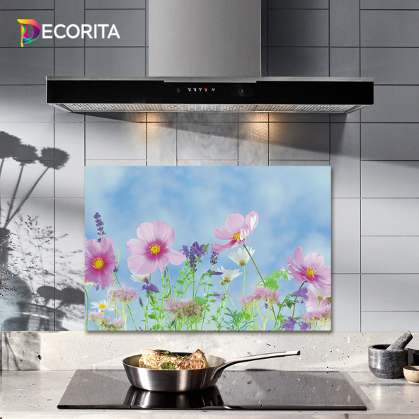 DECORITA Cam Ocak Arkası Koruyucu- Menekşe Desen ürün görseli 1