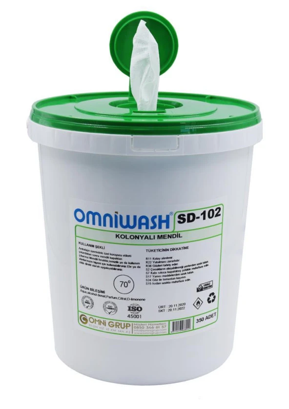 Omniwash SD-102 Limon Kolonyalı Hijyenik Mendil 350 Adet 22983 ürün görseli 1