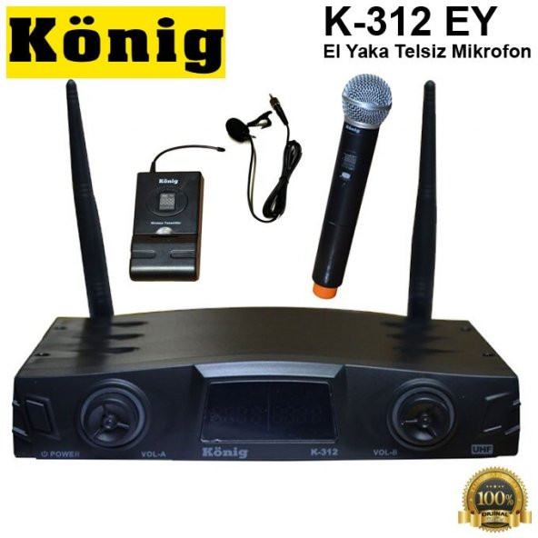 König K-312 EY El Yaka Kablosuz Mikrofon 16 Digital Kanal Uhf ürün görseli 1