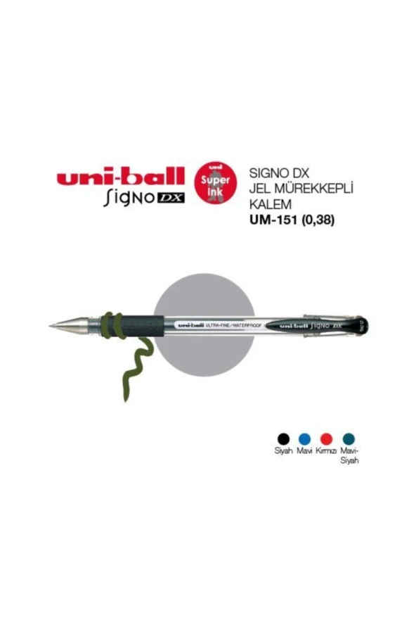Uni-Ball Roller Kalem Signo DX Jel Bilye Uç 0.38 MM Mavi UM-151 ürün görseli 1
