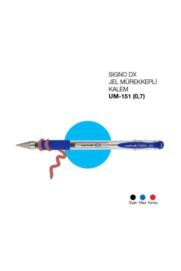 Uni-Ball Roller Kalem Signo DX Fine Jel Bilye Uç 0.7 MM Siyah UM-151 ürün görseli 1