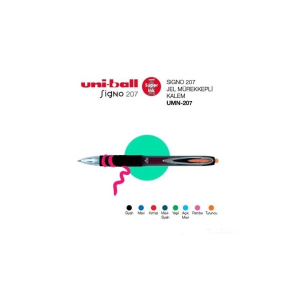 Uni-Ball Roller Kalem Signo 207 Jel Bilye Uç Mekanik 0.7 MM Kırmızı UMN-207 ürün görseli 1