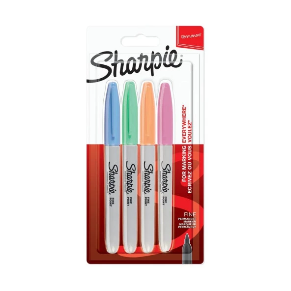 Sharpie Fine Permanent Pastel Renk Markör 4 Renk Permanent Markör ürün görseli 1