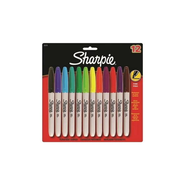 Sharpie Markör Permanent Fine Karışık Renk 12 Lİ 2065404 ürün görseli 1