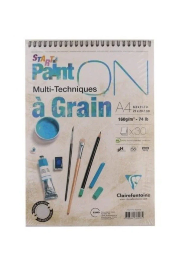 Claırefontaıne Resim Defteri Paınt-On A Graın Start Çizim Blok 30 YP A4 160 GR PD966418 ürün görseli 1
