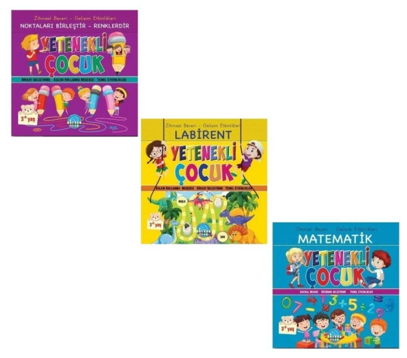 Yetenekli Çocuk Noktaları Birleştir Labirent Matematik 3 lü Set ürün görseli 1