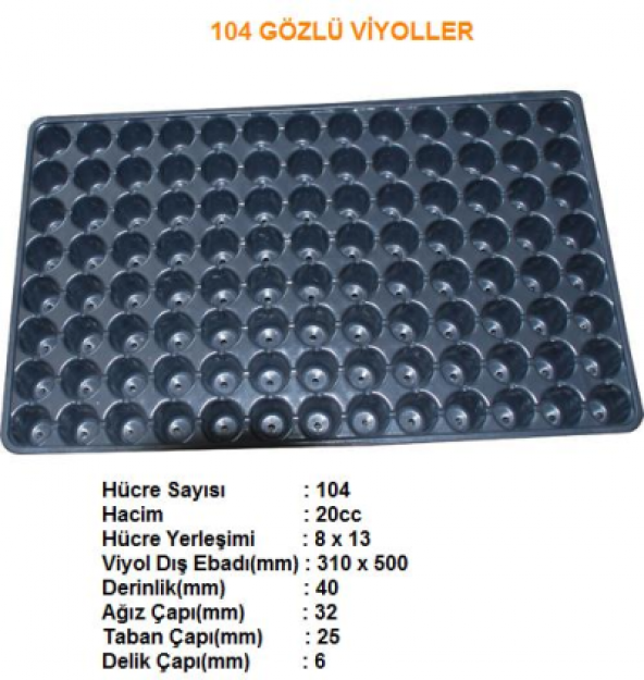 20 Adet 104 Lük Viyol Fide Çimlendirme Viyolü +Hediye Tohum ürün görseli 1
