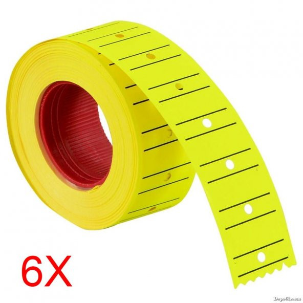 TANEX MAKINE ETIKETI 12-21 CIZGILI NEON SARI 6 LI ürün görseli 1
