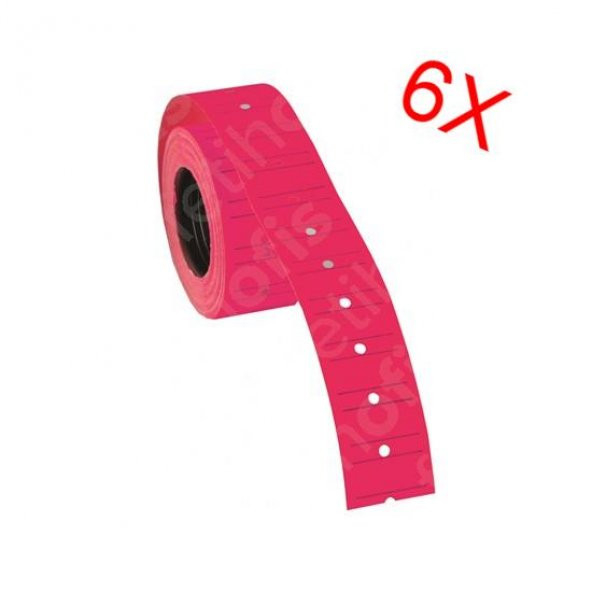 TANEX MAKINE ETIKETI 12-21 CIZGILI NEON PEMBE 6 LI ürün görseli 1