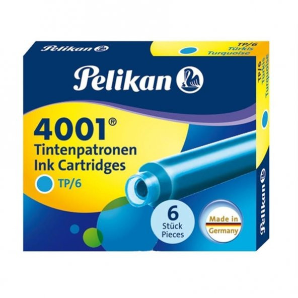 PELIKAN 4001 DOLMAKALEM KARTUSU TURKUAZ KISA 6LI ürün görseli 1