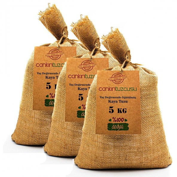 Çankırı Tuzcusu 3 Adet 5 Kg 1. Kalite Taş Değirmende Öğütülmüş Kaya Tuzu ürün görseli 1