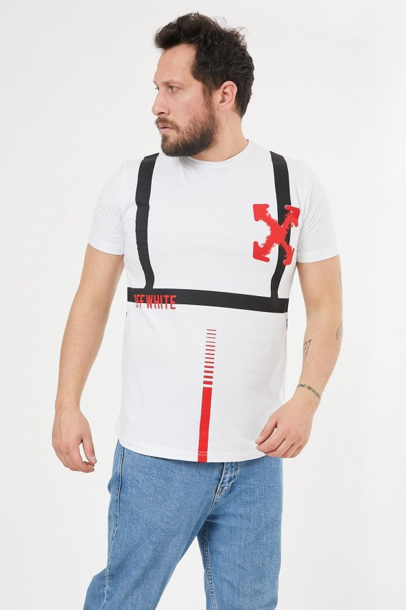 Trair Off White Arka Ön Baskili - Resim 6