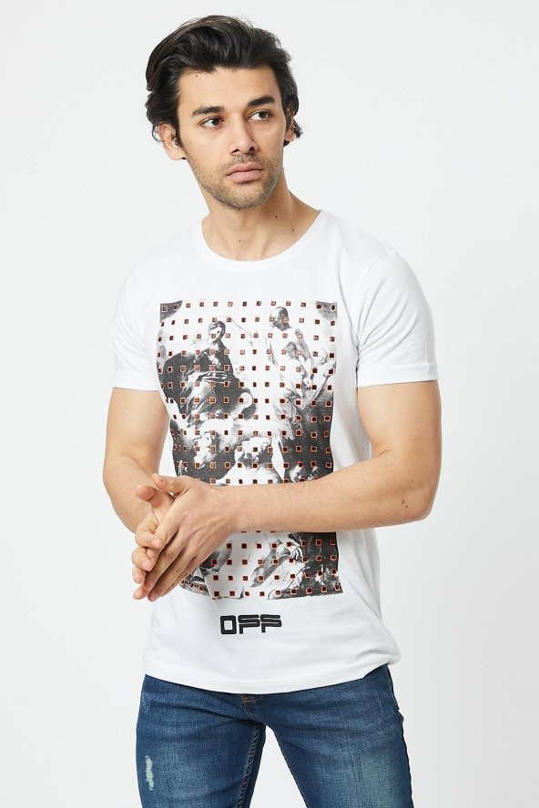 Trair Off White Tasli Baskılı T-Shirt - Resim 5