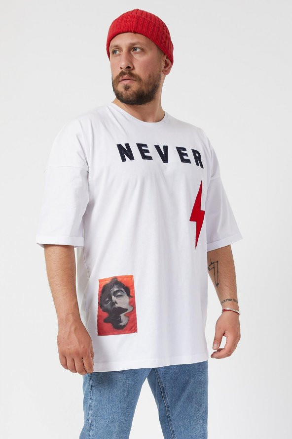 Trair Oversize Never Ve Şimşek Nakışlı - Resim 4