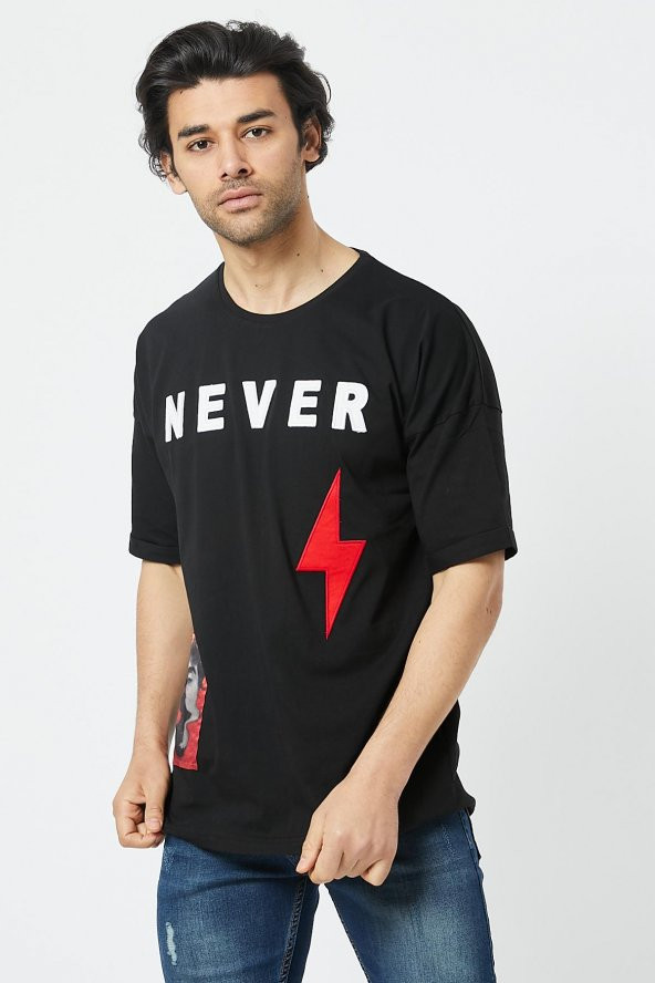 Trair Oversize Never Ve Şimşek Nakışlı - Resim 5