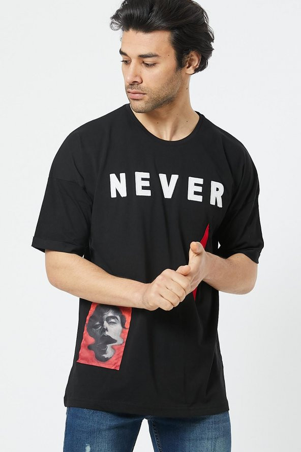 Trair Oversize Never Ve Şimşek Nakışlı - Resim 7