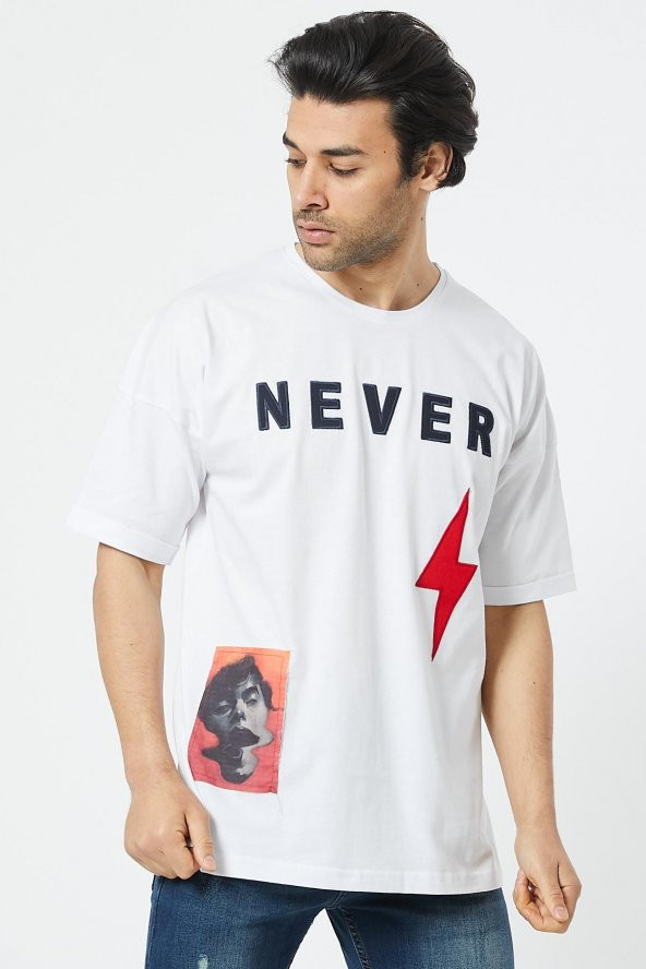Trair Oversize Never Ve Şimşek Nakışlı - Resim 9