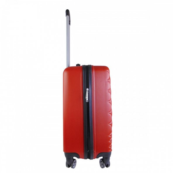 Geniş Kasa PVC 4 Teker Kırmızı Valiz - Resim 3