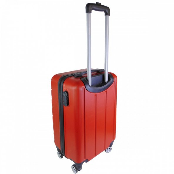 Geniş Kasa PVC 4 Teker Kırmızı Valiz - Resim 4