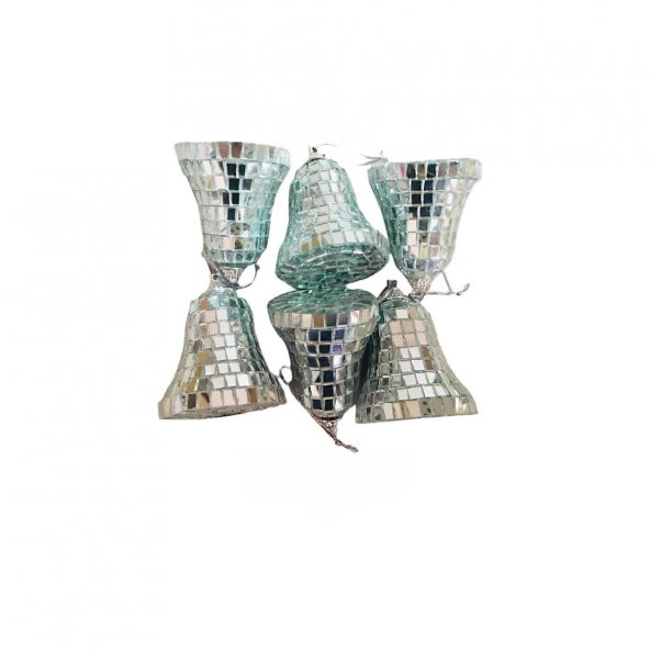YILBAŞI SÜSÜ AYNALI ÇAN 5CM X 7CM 6LI - Resim 2