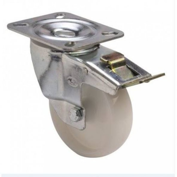 Frenli Dönerli Tablalı Servis Tekeri Polyemid  100 mm Uygur 2 Ad ürün görseli 1