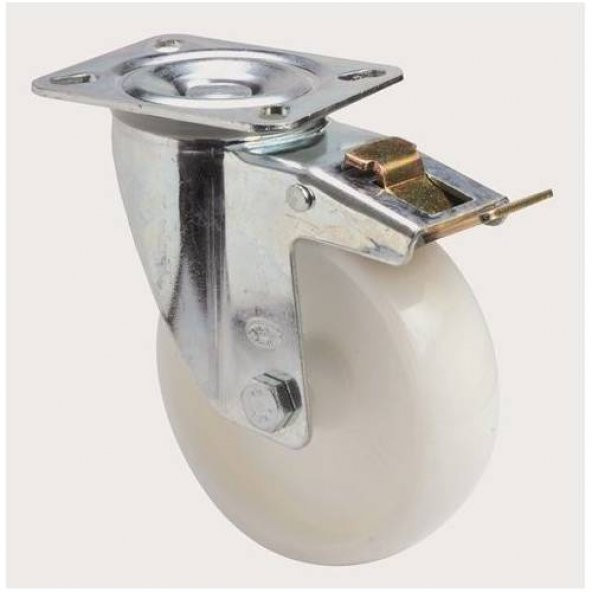 Frenli Dönerli Tablalı Servis Tekeri Polyemid 125 mm Uygur 1 Ad ürün görseli 1