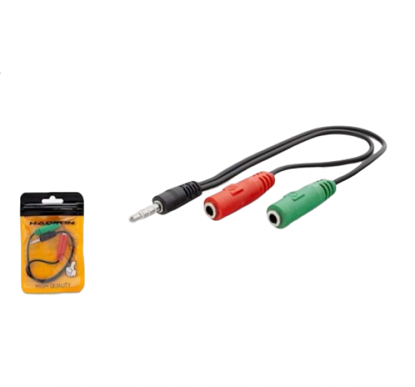 HADRON HD4708 AUX M TO 2F AUX KULAKLIK MİKROFON BİRLEŞTİRİCİ 20CM ürün görseli 1