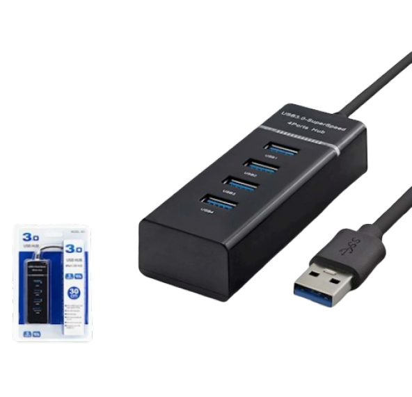 HADRON HN145 USB 3.0 HUB 4 PORT 30 CM SİYAH ürün görseli 1