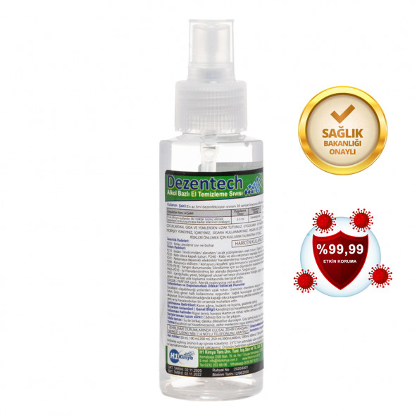 Dezentech Alkol Bazlı El Temizleme Sıvısı (Dezenfektan) Sprey 2 Adet 100 ML - Resim 3