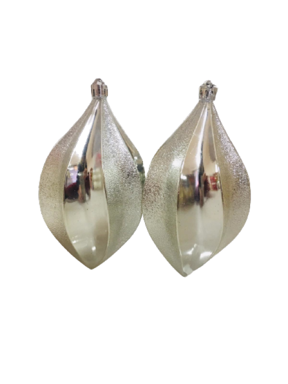 YILBAŞI AĞAÇ SÜSÜ 2Lİ SET 15CM X 8CM GÜMÜŞ ürün görseli 1