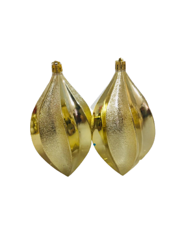 YILBAŞI AĞAÇ SÜSÜ 2Lİ SET 15CM X 8CM GOLD ürün görseli 1