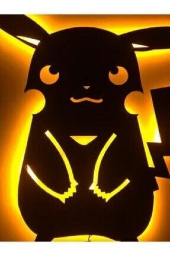 Pikachu Ledli Ahşap Tablo - Resim 2