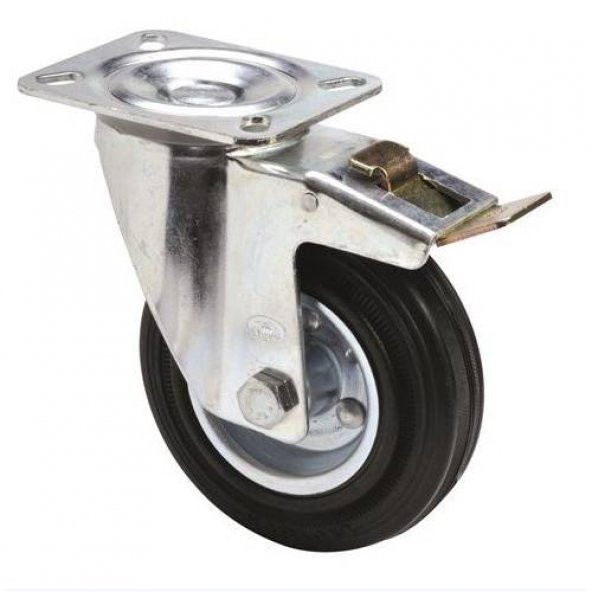 Frenli Döner Tablalı Servis Tekeri Kauçuk Döner Servis Tekeri 125 mm Uygur 1 Adet ürün görseli 1