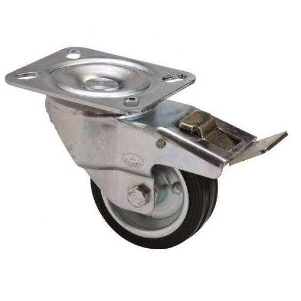 Frenli Döner Tablalı Servis Tekeri Kauçuk Döner Servis Tekeri 80 mm Uygur 1 Adet ürün görseli 1