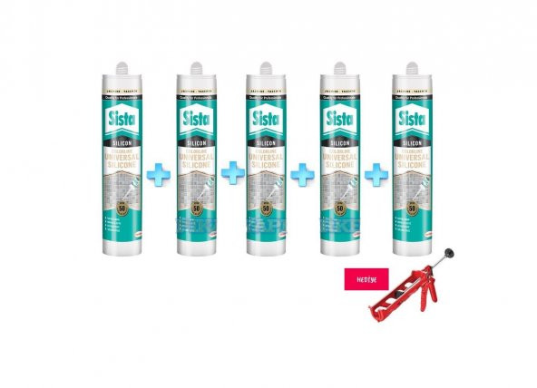 Sista Şeffaf Silikon 5 Adet 280 ml +Silikon Tabancası Hediye ürün görseli 1
