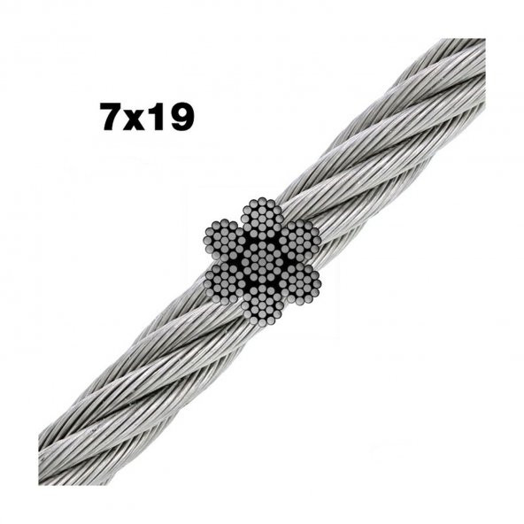 Paslanmaz krom 316 kalite 7x19 halat  6 MM 10 METRE ürün görseli 1
