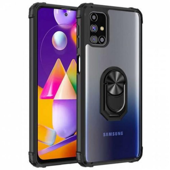 Galaxy M51 Kılıf Kenarları Renkli Antişok Şeffaf Yüzüklü ürün görseli 1