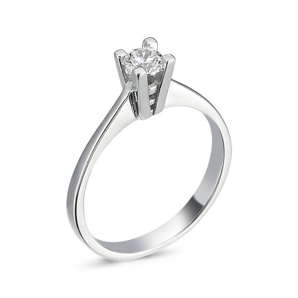 925 Ayar Gümüş Swarovski Tek Taş Yüzük 0.20 Ct - Resim 8