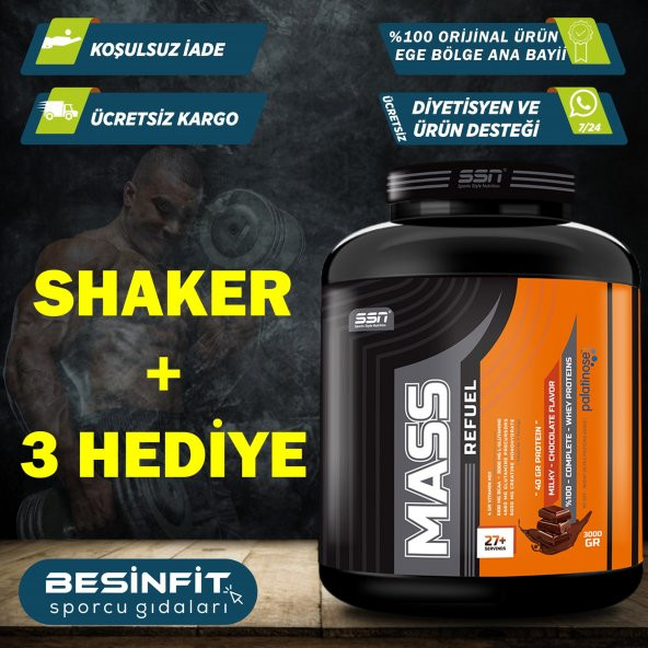 3 HEDİYE - SSN Mass Refuel 3000 Gr - ÜCRETSİZ KARGO - Resim 4