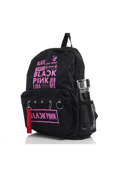Black Pink Baskılı Laptop Sırt Çantası Piersingli ürün görseli 1