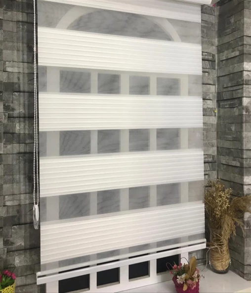 StorBurada Pliseli Stor Zebra Perde Ekru STB481-D  Ekru 30 x 80 ürün görseli 1