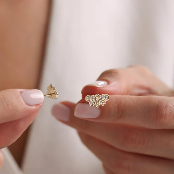 Altın Kelebek Küpe 1.0 cm ürün görseli 1